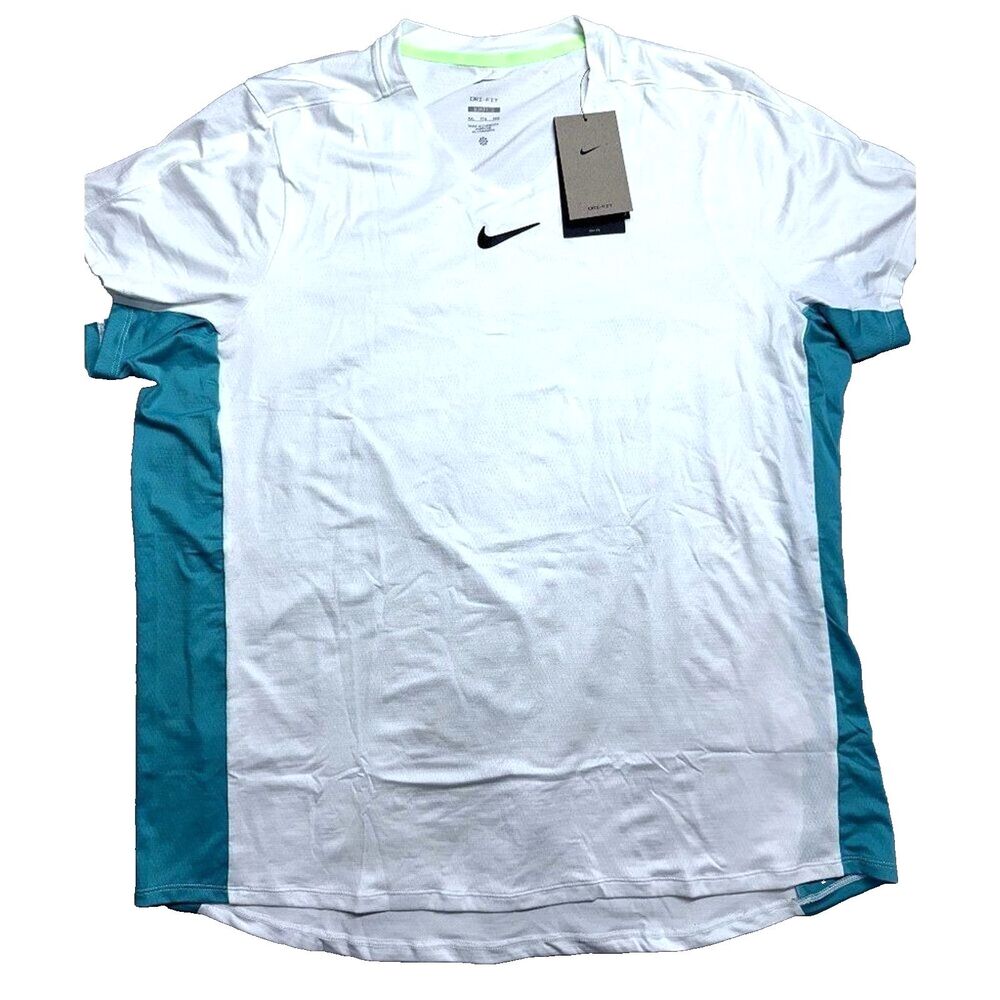 Nike Court Dri-Fit Advantage Tennis Top Jersey White DX5538-100 Men's XXL slim